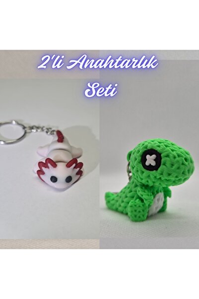 3DAtölyeMaker Light Pink Flexible Axolotl and Green Knitted Pattern Moving Di...