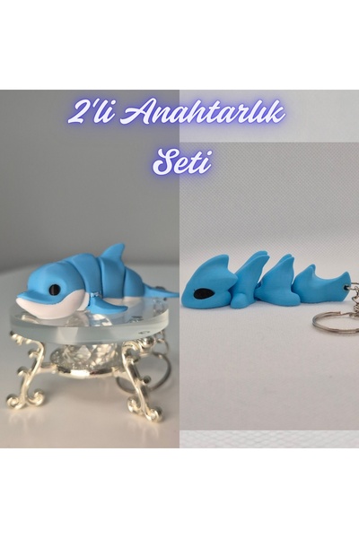 3DAtölyeMaker Light Blue Flexible Colorful Dolphin and Light Blue Flexible Dr...