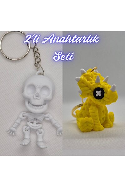 3DAtölyeMaker White Flexible Dolphin and Yellow Knitted Pattern Triceratops K...
