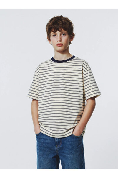 La ciel Paris Crew Neck Striped T-Shirt