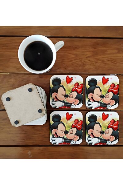 Ghostbastır Mickey Mouse Decorative Wooden Coaster Set 029