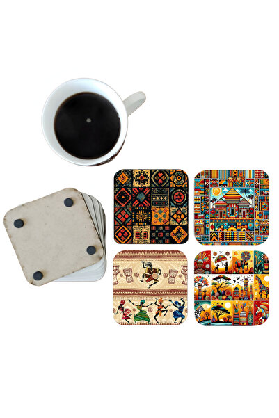 Ghostbastır Bohemian Decorative Wooden Coaster Set 078