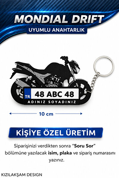 KIZILAKSAM Mondial Drift Motosiklet Uyumlu Kişiye Özel Hediyelik Motor Plaka ...