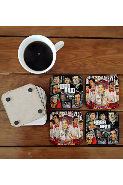 Ghostbastır Hababam Class Decorative Wooden Coaster Set 016