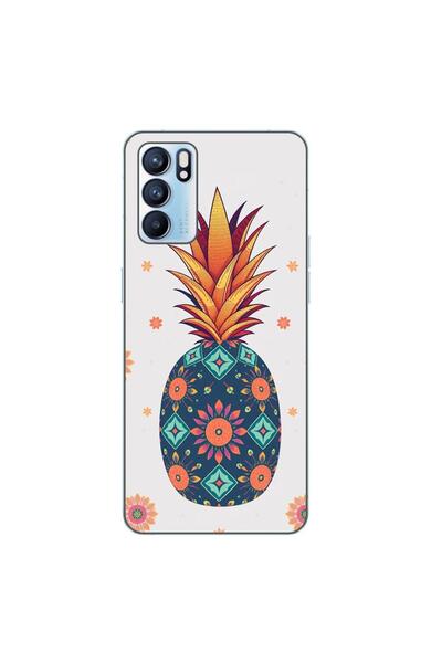 OEM Husa compatibila cu Oppo Reno6 5G Silicon Gel Tpu Model Floral Pineapple