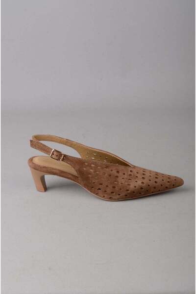 SEÇ KUNDURA Seç 5132-1 Genuine Leather Heel-Spanned Women's Shoes (Heel Heigh...