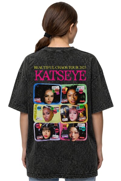 SEVBANO Katseye Kpop Music Group Printed Unisex Oversize Vintage Washed T-Shirt