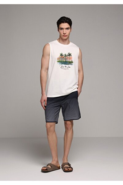 Colin's Slim Fit Printed Men's Navy Blue Swim Shorts