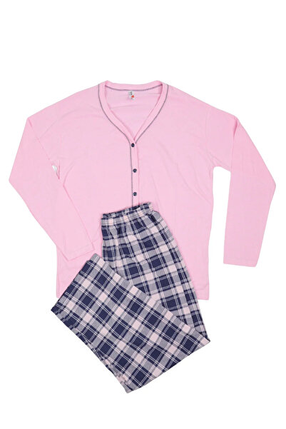 Serena Women's PINK big size Cotton pajamas with long sleeves and long pants ...