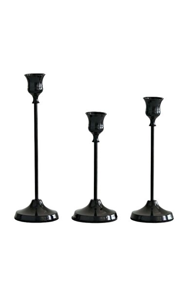 Choice1 Black Candlestick Set of 3 Wedding Metal Decor Vintage Elegant Europe...