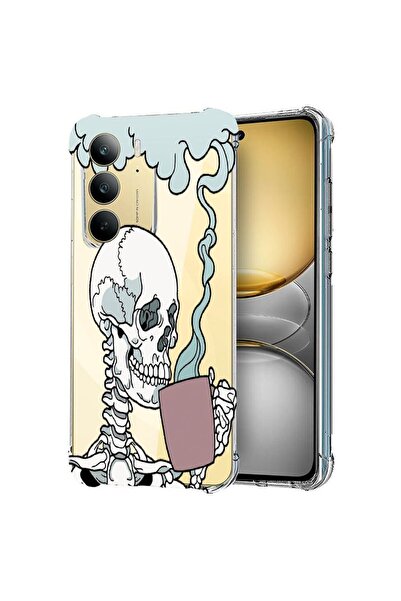 bestcase Калъф за Realme C75, Удароустойчив 1.5ММ, Дизайн Череп, Защита на ка...