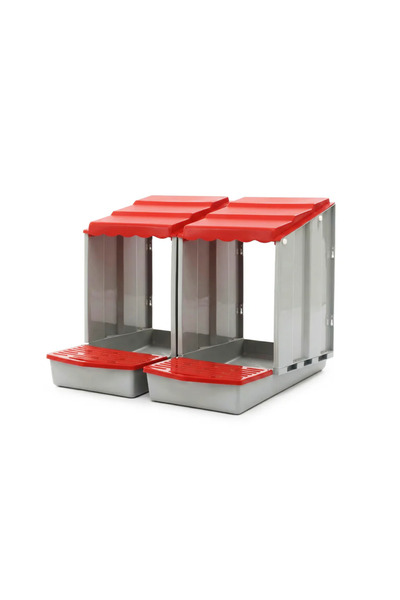 Tehno Ms Cuibar pentru păsări, plastic roșu – 2 compartimente