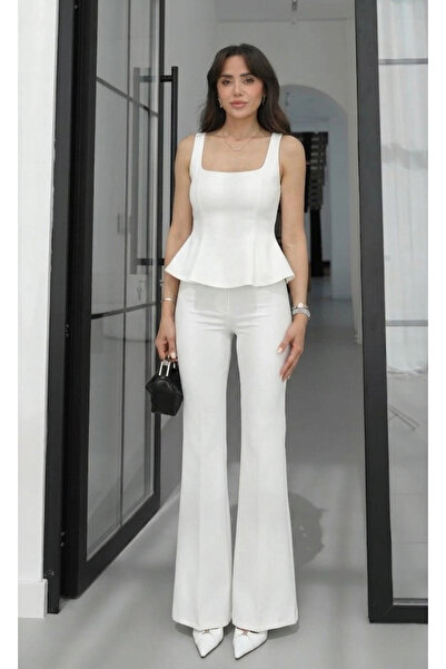 My Blog White Paris Blouse Pants Set - 30440