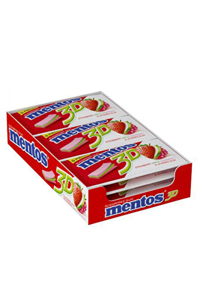 Mentos Mentos 3D Chewing Gum Sugar-Free Strawberry 15*8,5g