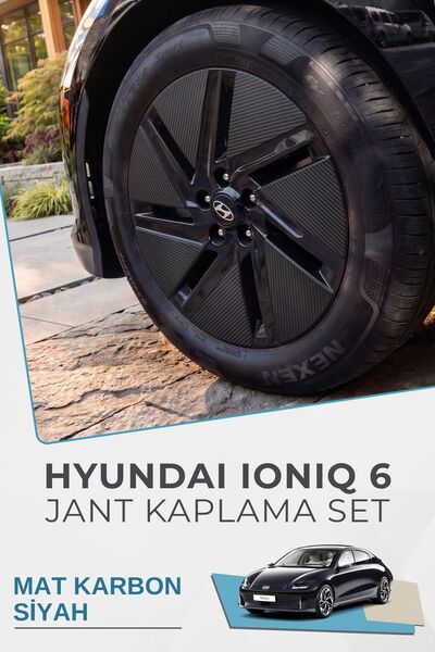 GRAFİCAR Hyundai İoniq 6 Uyumlu Jant Kaplama Sticker Set - MAT KARBON SİYAH