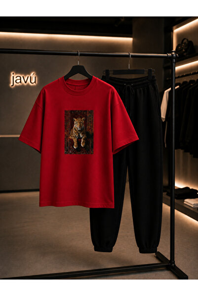 JAWÜ STYLE Cheetah Printed T-Shirt Tracksuit Set Premium