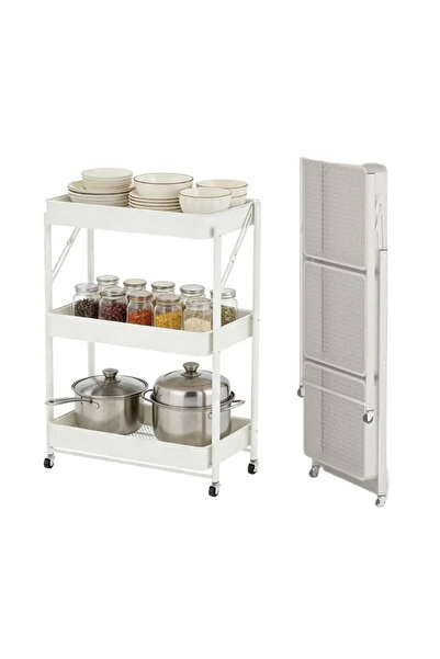 Ochamura ochama x J.ZAO Folding Kitchen Cart - 3-Tier, No Assembly, Rolling, ...