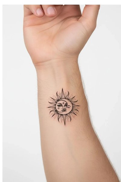 Attach MQQ-083 HİLAL VE GÜNEŞ DESEN GEÇİCİ DÖVME-TATTO