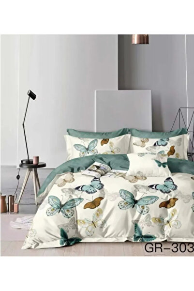 East Comfort Bedding set Finet 6 pieces,Double bed,Green butterflies-GR303