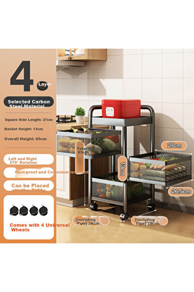 Maxcore Maxcook Kitchen Storage Rack, Floor-Standing Small Cart, Rotating Sto...