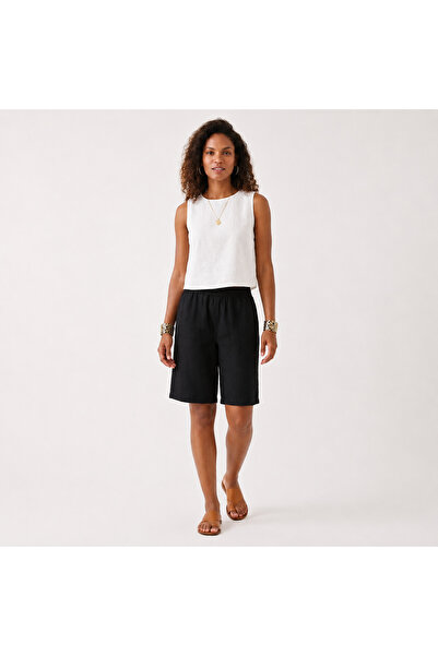 Bold & Young 100% Cotton Black Comfortable Fit Shorts with Elastic Waist