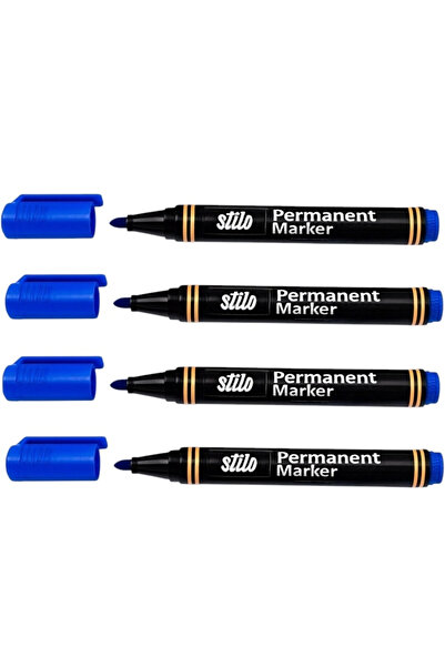 Stilo Permanent Kalem Round Tip Blue (4 Pieces)