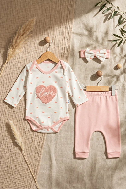 PoliFoni Babies طقم أريا لوف للفتيات الصغيرات مكون من 3 قطع - بدلة داخلية بنق...