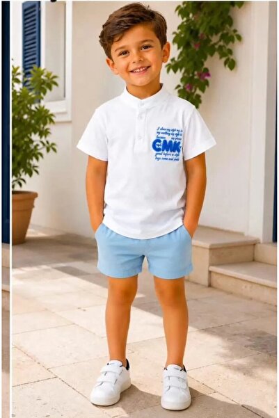 Generic Brand 2/10 Years Old Linen T-Shirt Denim Shorts Children's Set