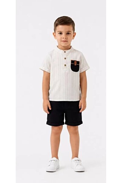 Generic Brand 2/5 Years Old Linen Shirt Gabardine Shorts Children's Set