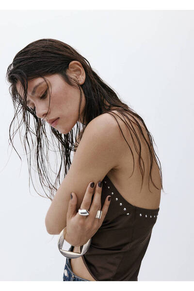 MANGO Woman Studded halter top