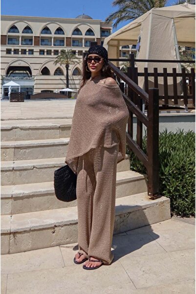 Havoş Camel Simli Asimetrik Kesim Plaj Takımı