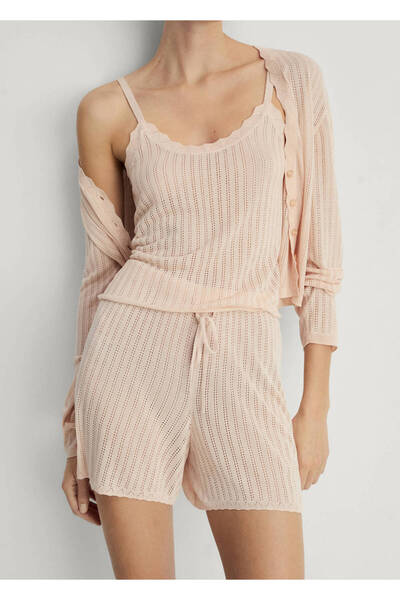 MANGO Woman Ajur örgü detaylı pijama şort