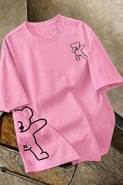 Oksit Teddy Bear Printed Unisex Oversize Street Style T-Shirt