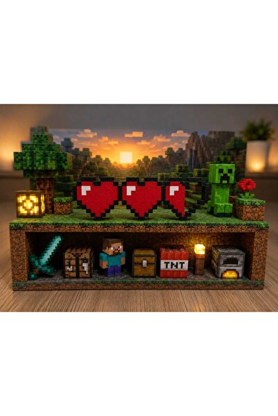 Dekor Minecraft Kalp Biblo Masa Süsü