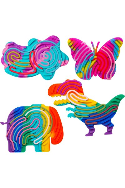 Arabest 4-Pack Sensory Activity Board Toys Set,Silicone Fidget Toys,Double-Si...