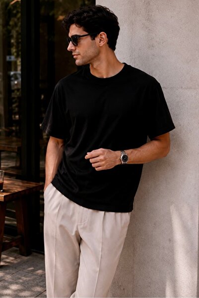 bb butik basic Tricou din bumbac oversize pentru bărbați, cu gât crew, model ...