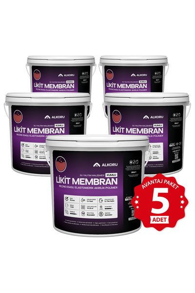ALKORU 5 Adet 13 KG Kırmızı Kumlu Likit Membran Renkli Reçine Esaslı Sıvı Su ...
