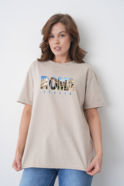 TREND EMMODA Tricou casual de damă Roma Italia, cu imprimeu Scenic Colosseum,...