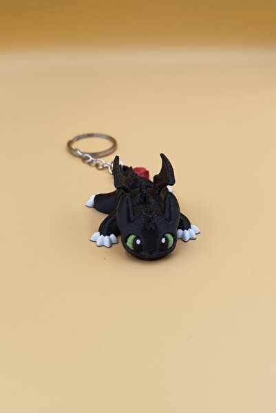 Rodopiva Breloc cu figurină de dragon negru drăguț și mobil (Dimensiune mare:...