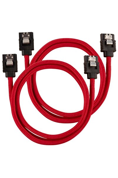Corsair Premium Sleeved SATA-Kabel, rot 60cm - 2er Pack