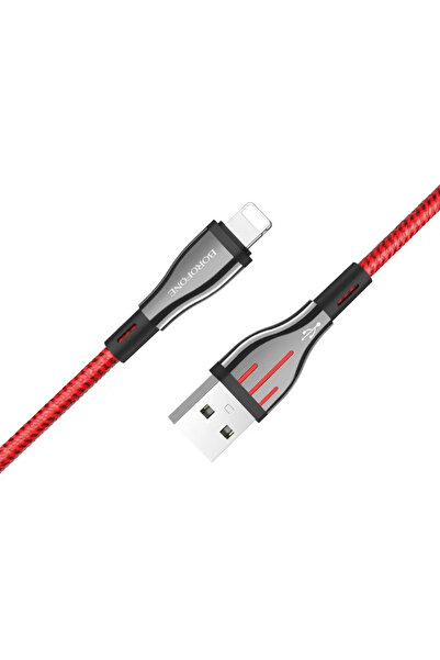 Borofone Highway - cablu de încărcare USB la Lightning 1.2 m (negru/roșu)