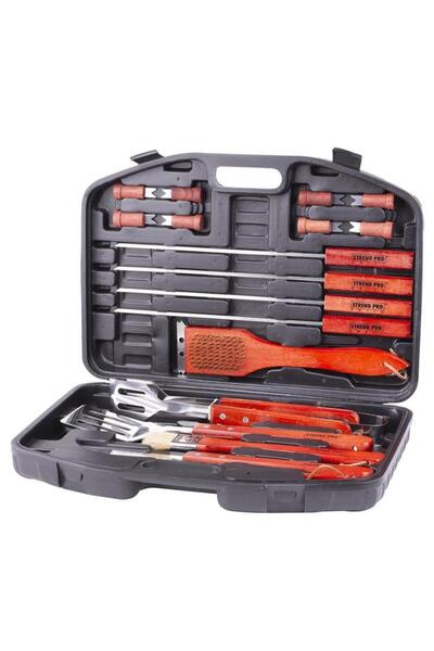 SGTT Set de 18 ustensile pentru grătar într-o cutie de transport din plastic