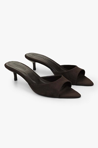 Shoeberry Papuci cu toc mini din piele intoarsa Saint Brown pentru femei