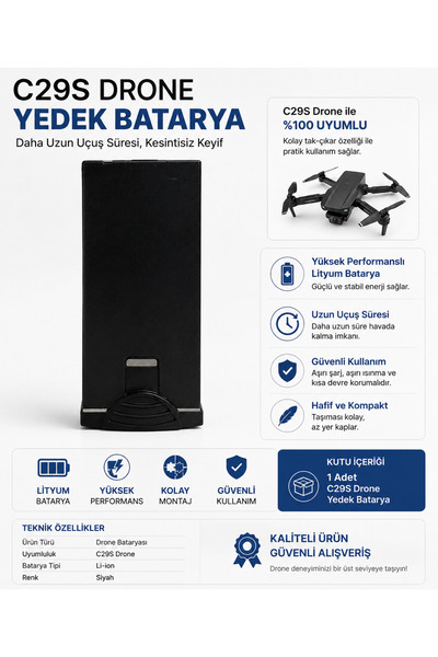 C29S Drone Yedek Batarya | Drone Pili