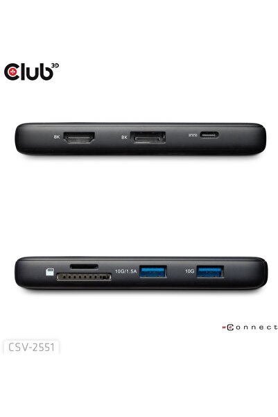 Club 3D Club3D Dokovac√≠ stație USB-C 8 în 1, 1xHDMI, 1xDP, 1xUSB-C, 2xUSB, 1...