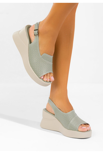 B T Shoes Sandale cu platforma piele Fedria verzi