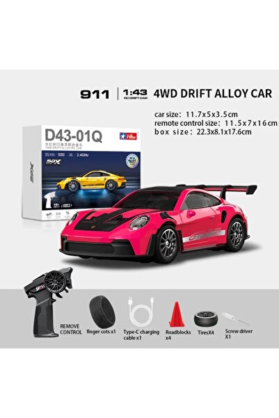 shop Hstar 1:43 Profesyonel Mini Drift RC Araba 911 4WD 15 KM/H Hız Metal Ala...
