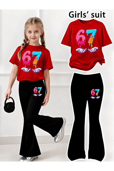 YUNAYT Set de pantaloni evazați și tricou spaniol pentru fete