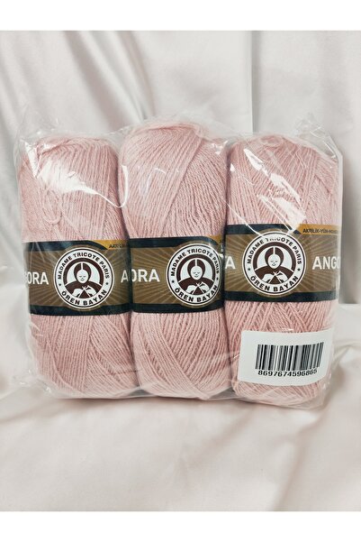Ören Bayan Angora Powder Pink Hand Knitting Yarn (3 Pieces) - Color: 001