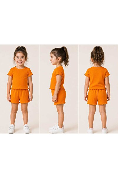 cınartarzbutik Kız Çocuk Şort Tişört Günlük Rahat Alt Üst 2 li Takım 2-8 yaş